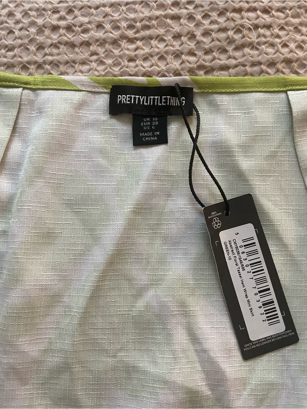 Fringed Lime Print Mini Skirt - Picture 6 of 7